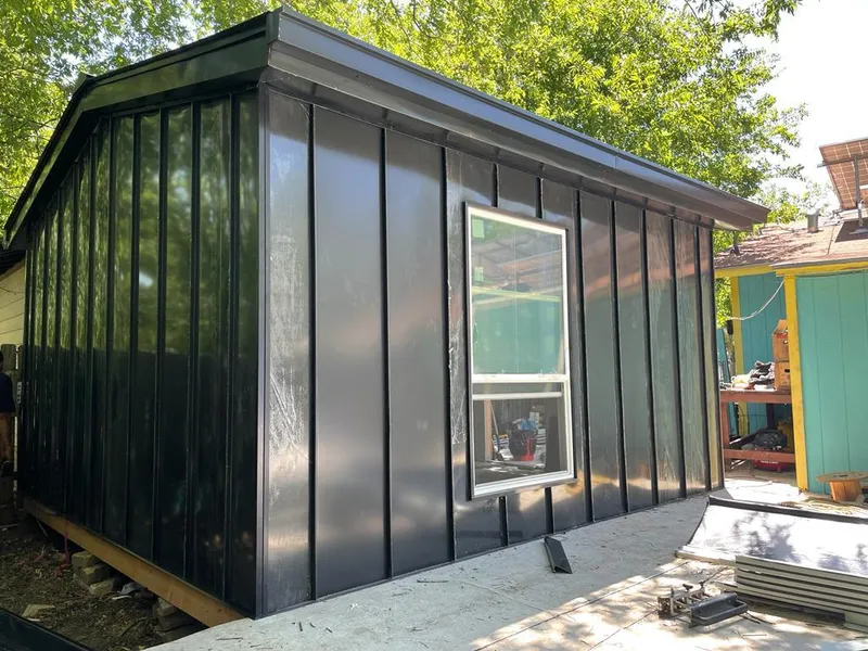 Black standing seam metal wall panels for Metal Roof Installation in Earl